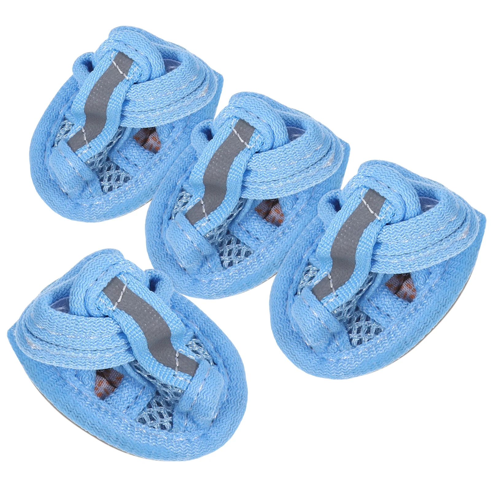 

4Pcs Dog Shoes Summer Breathable Mesh Sandal Puppy Shoes Flexible Sole Anti-Slip Pet Dog Footwear Blue Sizes Pet Sandal