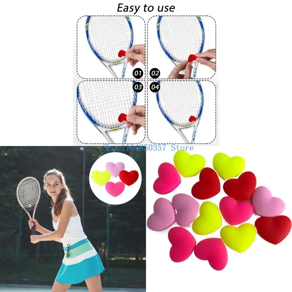 

5ASD 12PCS Теннисные ракетки демпфиру для формы сердца Строка Стуковая Силиконовая Теннис Теннис Тенни Порбель Теннис Дпендер