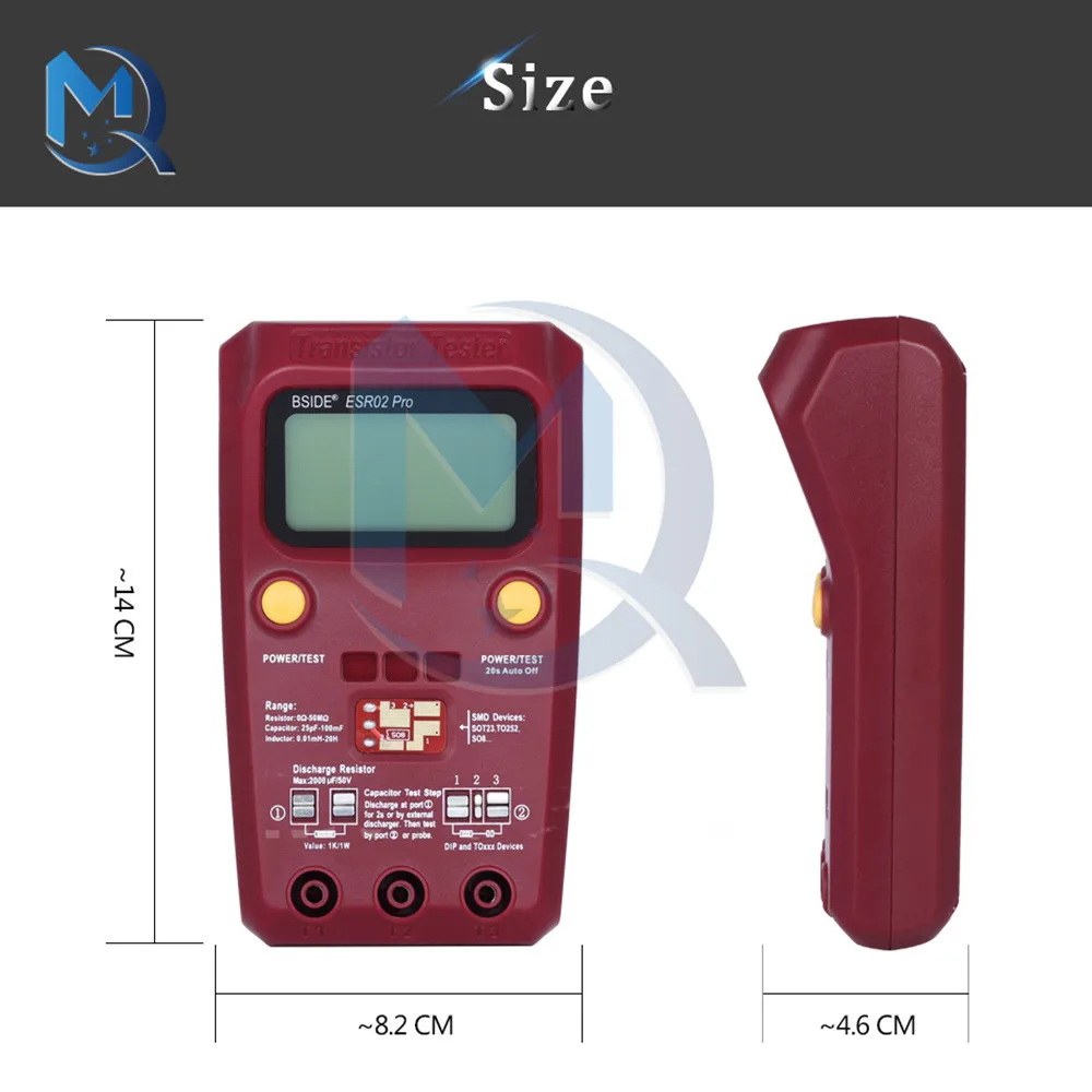 Multi-purpose Transistor ESR/SMD Tester ESR02pro Smart Diode Triode Capacitance Resistor Meter LCD meter MOS/PNP/NPN test