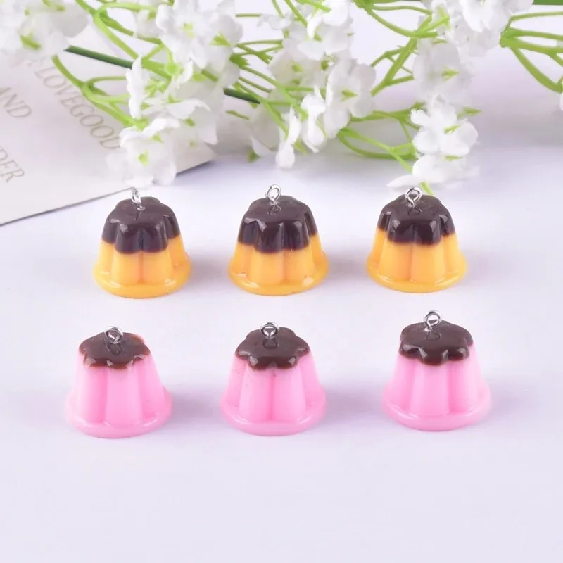 10pcs 3D dessert pudding Resin Charms for Earring Keychain DIY Decoration Fashion Jewelry Accessories