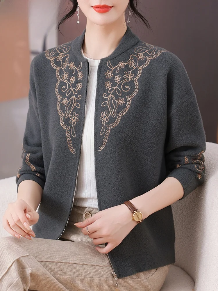 

Вязаный кардиган-жакет для женщин среднего возраста: модная верхняя одежда для мам, весна-осень, в корейском стиле