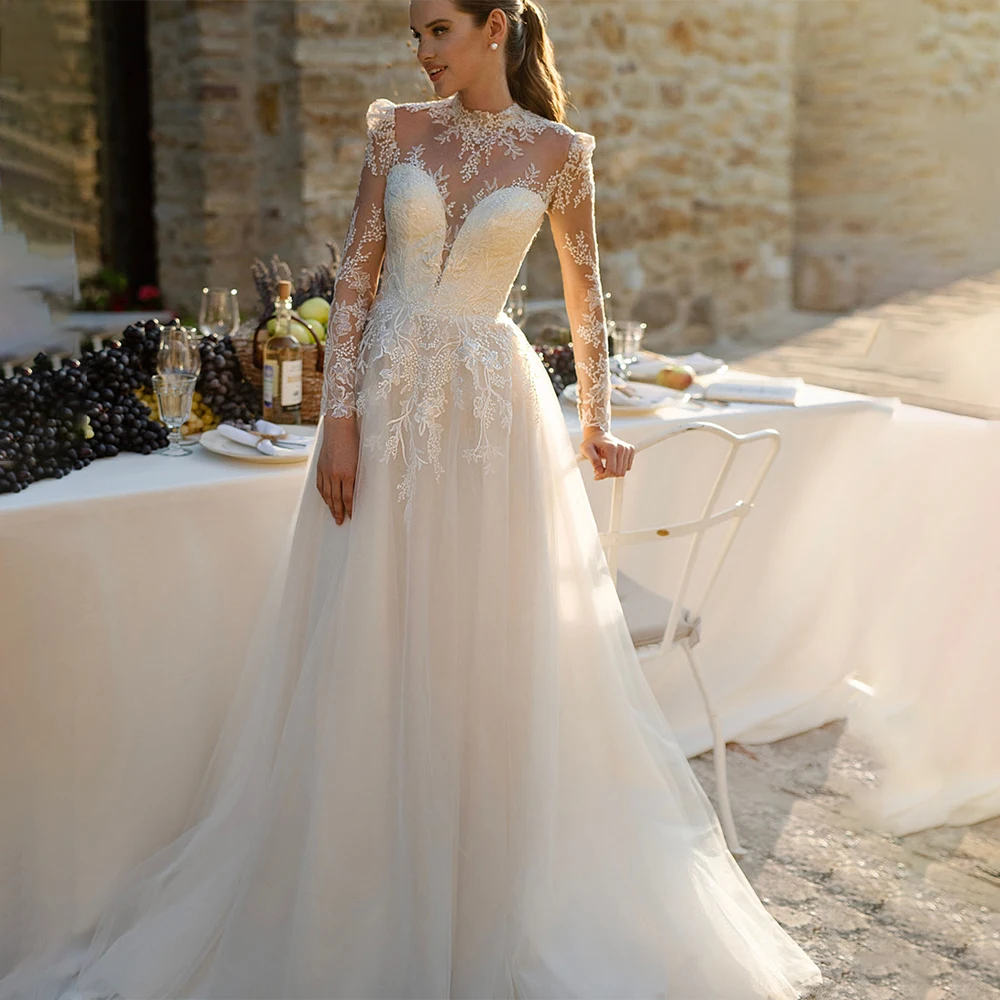

Sexy White Wedding Dresses 2026 A Line Bridal Dresses For Wedding Custom Made Long Sleeves Bridal Gown vestidos de novia