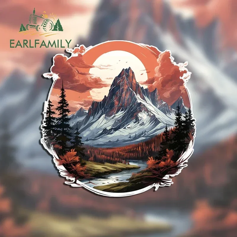 EARLFAMILY for Mountains and Rivers Nature Views Car Stickers Mountaineer Graffiti Creative Decals Scratch-Proof Car Label