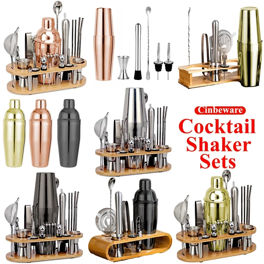 1-23pcs Cocktail Shaker Set for Drinks Boston Shaker Cocktail Accessories Kit Drink Mixer Stirrers Complete Barman Bartender Kit