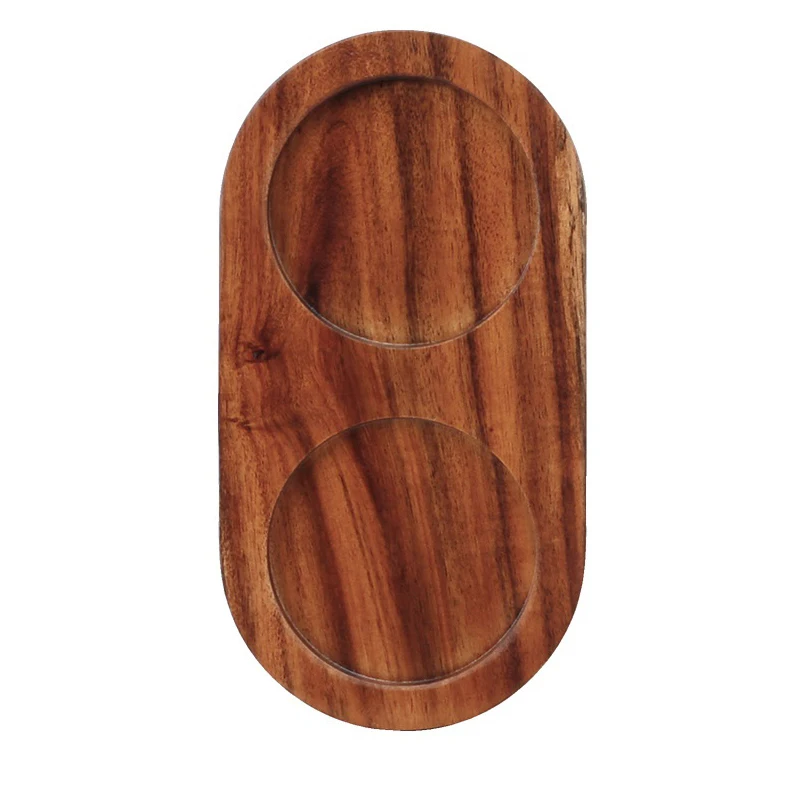 Bamboo Salt Pepper Shaker Stand Tray 1/2 Hole Base Tea Tray Home Decor Seasoning Bottle Storage Holder Wood Pepper Mill Tray