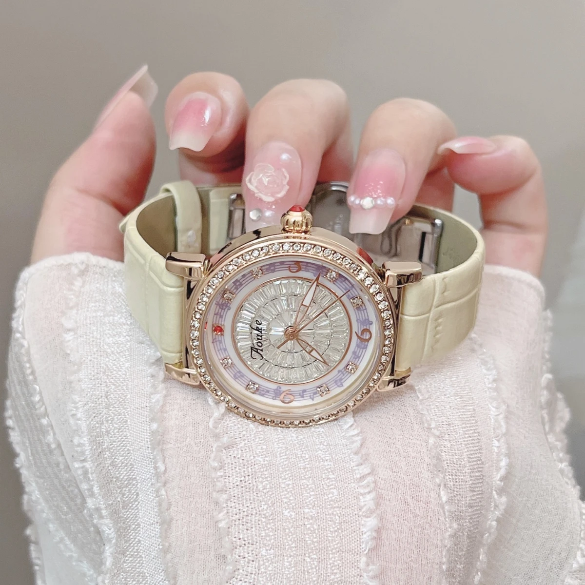 

Music Symbol Design New Ladies Mechanical Watch Temperament Fashion Full Diamond Luxury Automatic Personality Elegant Watch Gift