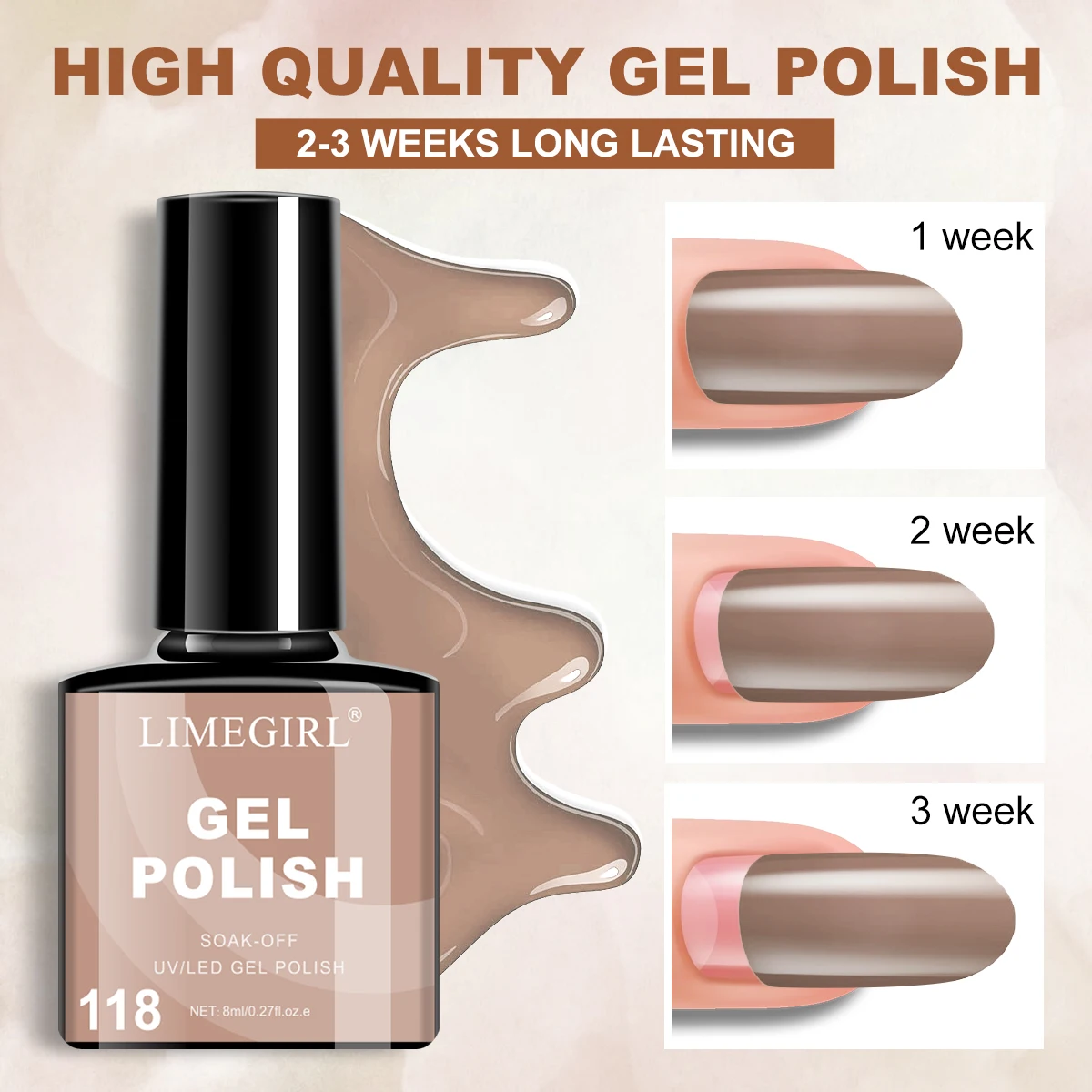 LMEGIRL 6pc All-season Gel Nail Polish Kit Nude Pink Red Glitter Semi Permanent UV Soak Off Vernis Gel Polish Set