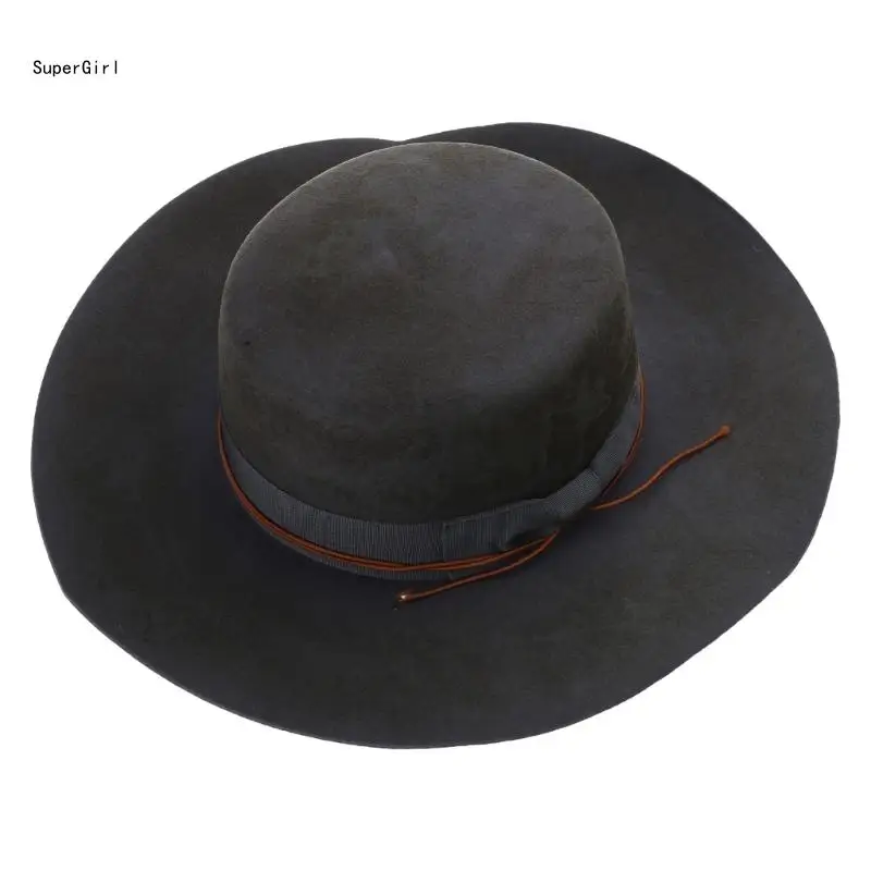 Wool Homburg Top Hat Distressed Panama Hat Surprise Gift for Boyfriend J78E