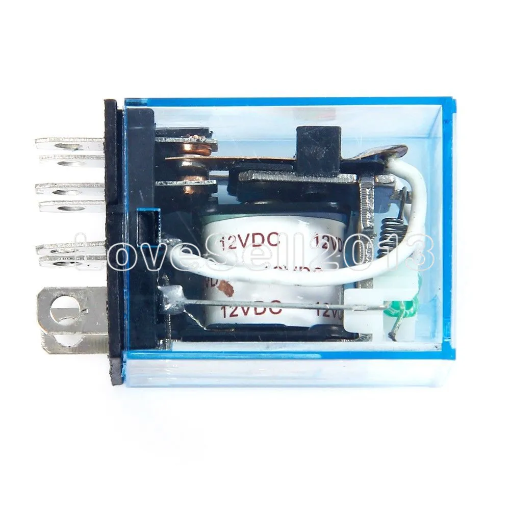 รีเลย์ขดลวด10A ไฟฟ้ากระแสตรง12โวลต์ LY2NJ โมดูลรีเลย์ขนาดเล็ก DPDT สัญญาณไฟ LED 8ขา