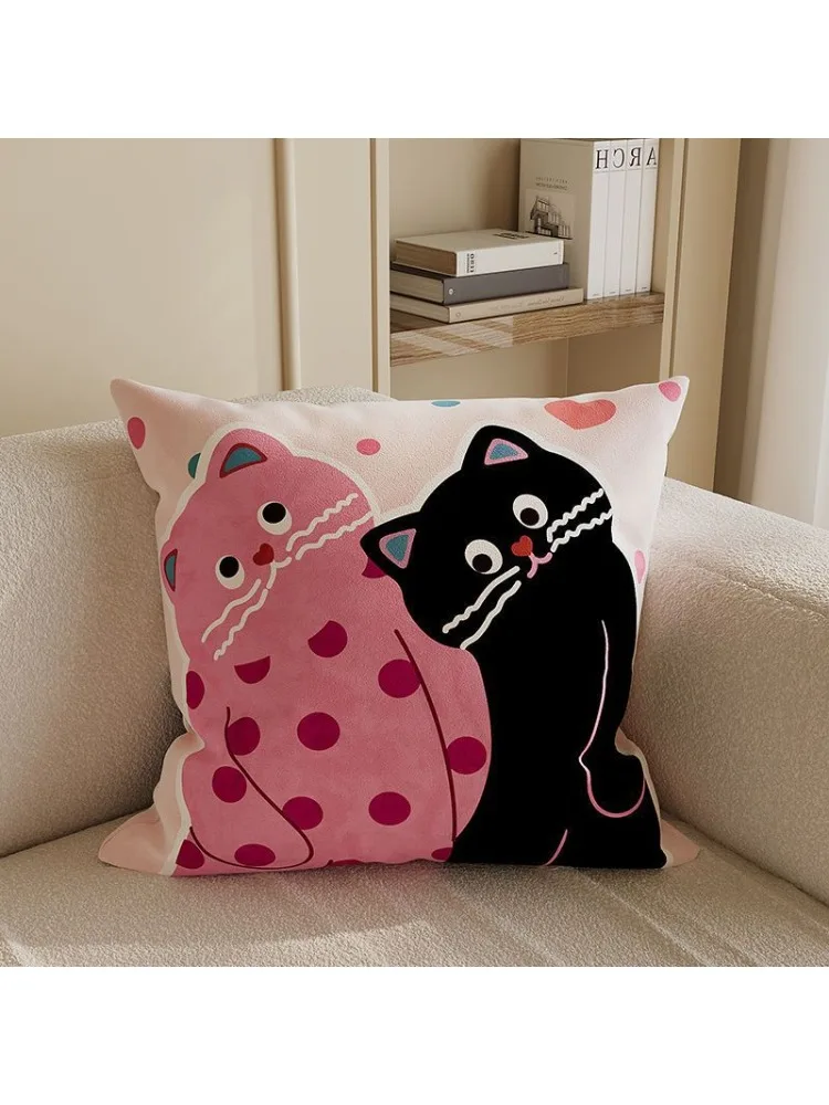 2026 cute dopamine cat cartoon pillow cover cushion sofa ornament cushion pillow waist rest