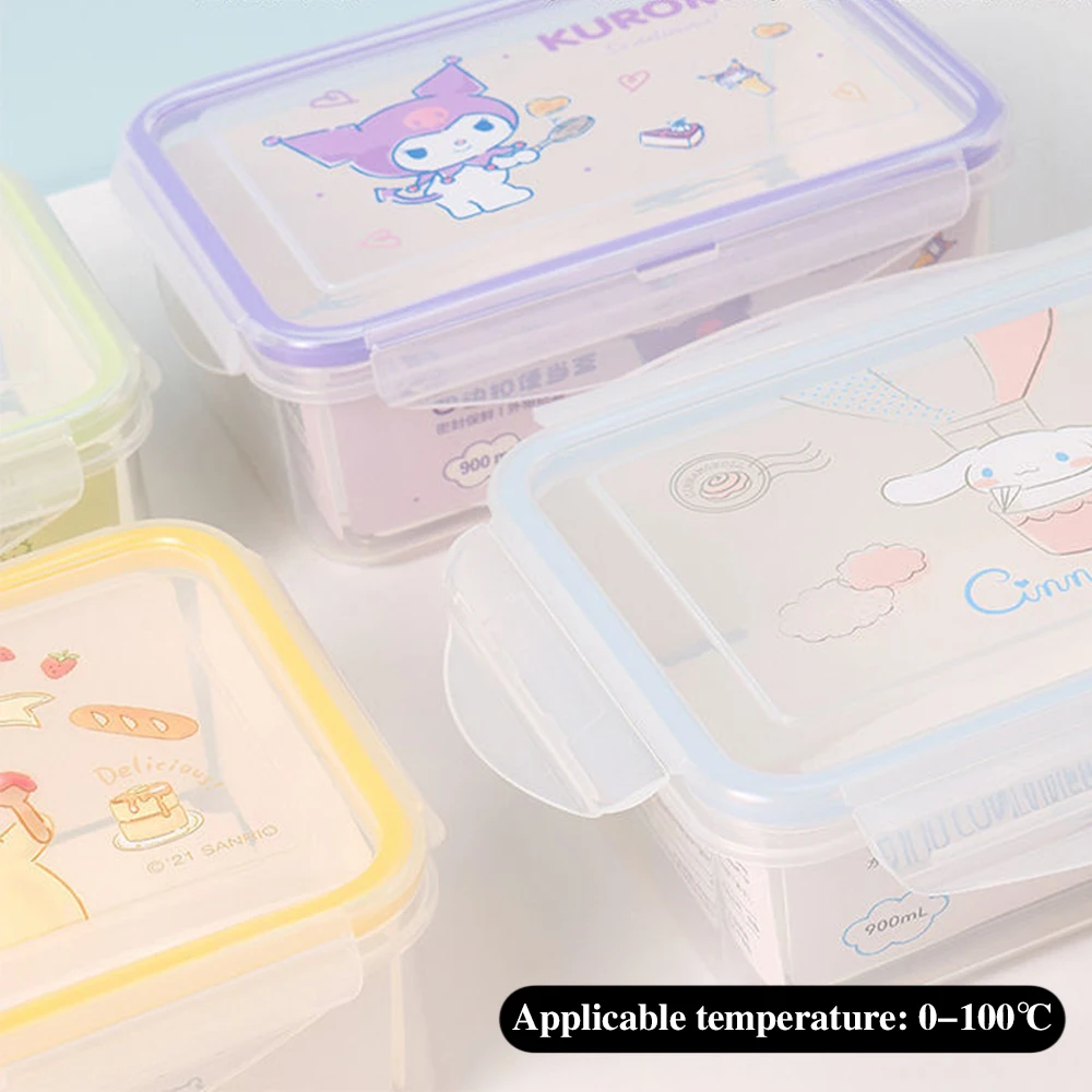 300/900ML Saniro Kuromi Cinnamoroll Lunch Box Pochacco Student Eco-friendly Bento Box Tableware Food Storage Container Portable image 3
