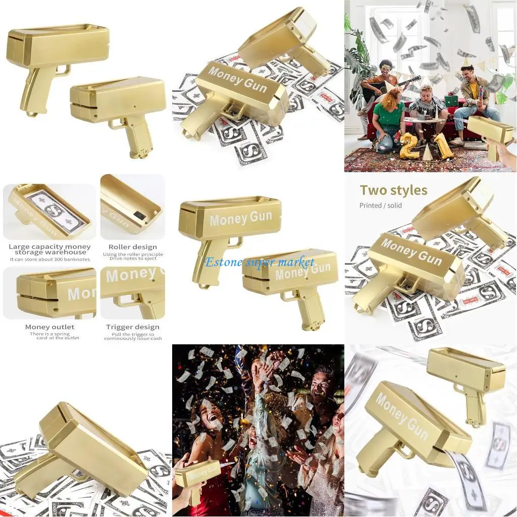 090B Festival Money Guns Toy Props Guns com 100 Folhas Confetti Guns Gadget