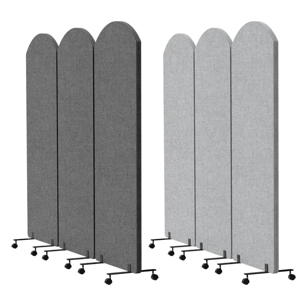 3‑Panel Freestanding Movable Soundproof Room Divider with Wheels, 72 x 66