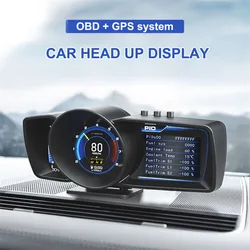 Dual System Car Head Up Display OBD GPS Auto Display Smart Car Speedometer Auto Gauge Security Alarm Water&Oil Temp. RPM