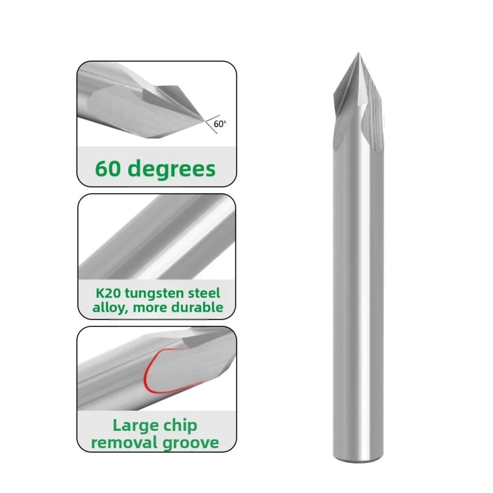 

V Bit Engraving Cutter Carbide Cutter Solid Carbide Cutter 60 V Bit Precision Cutting Edge Solid Carbide Construction