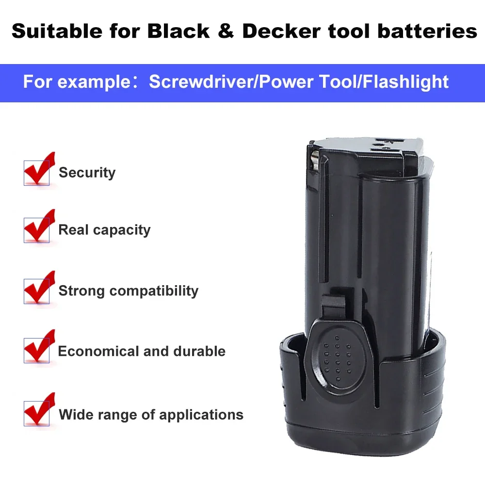 10.8V/12V 2000mAh 3000mah Battery For Black&Decker BL1110 BL1310 BL1510 LB12 LBX12 EGBL108 Power Tool Li-Ion Screwdriver Battery