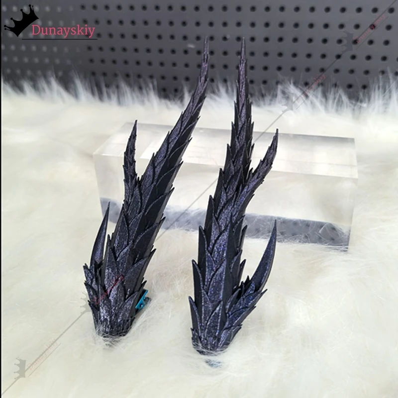 아오룬 드래곤의 뿔 코스프레 소품, 영화 NEZHA2 코스프레 소품, 25Cmiridescent 블루 드래곤 뿔, 만화 쇼용 할로윈 파티 소품