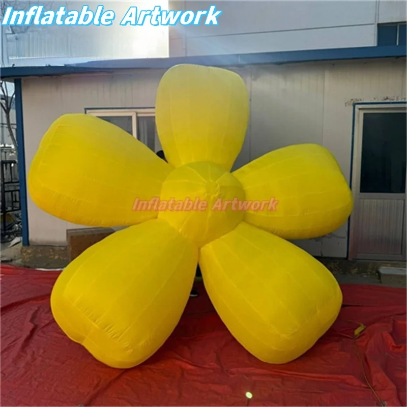 Modelo de flor inflável amarelo gigante decorativo de festa personalizado para brinquedos de design de palco