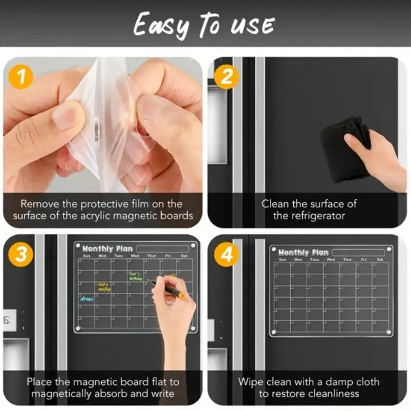 Pack of 3 Permanent Acrylic Calendar Transfers for Refrigerator Dry Remove Face