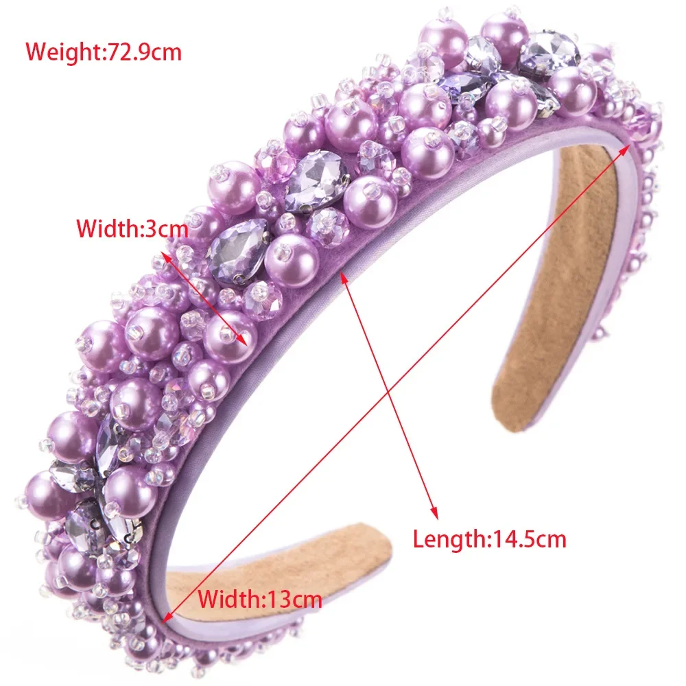 Hand-Woven Beads Headband Baroque Diamond-Laid Hairband Simple Fashion All-Match High-Grade Hair Accessories