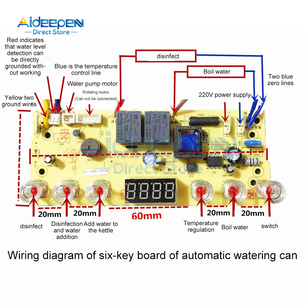 Universal Automatic Watering Kettle Circuit Board Control Board LED Kettle Disinfection/Temperature Regulation/Boiling/Switch
