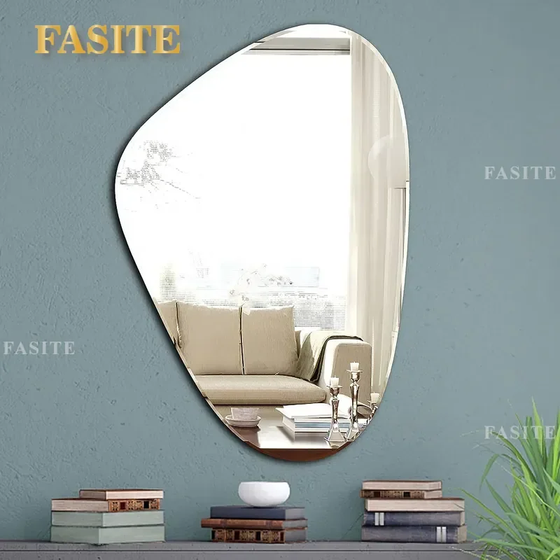 For Irregular Frameless Asymmetrical Bevelled Mirror Wall Decoration Modern Home Decor Suitable for Living Room Bedroom
