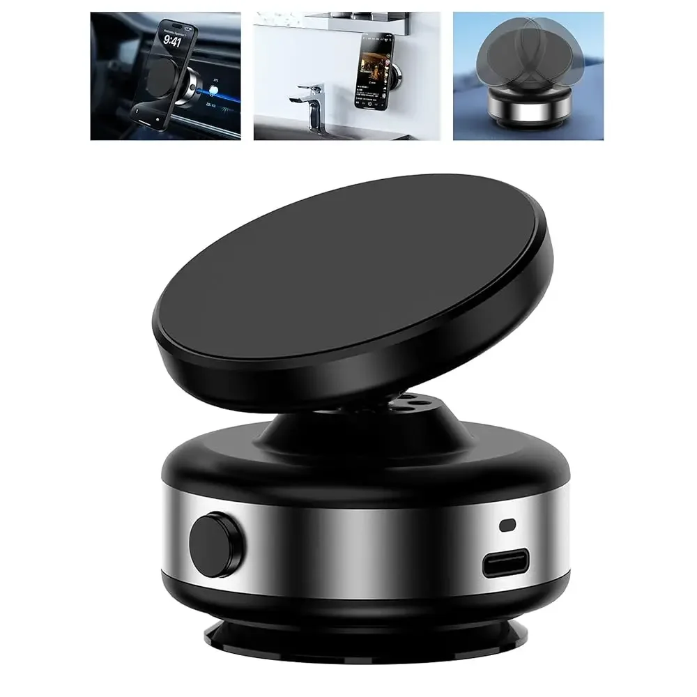 

Electric Vacuum Suction Cup Magnetic Phone Mount, 360 Rotatable Magnetic Cell Phone Holder, Adjustable Hands-Free Portable fo