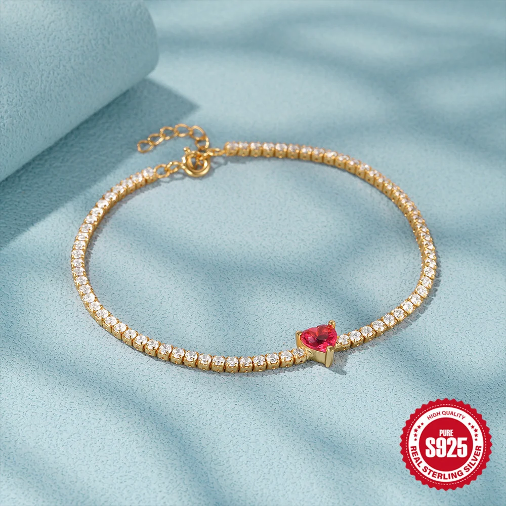 

Euro-American Luxury S925 Sterling Silver Color Diamond Tennis Bracelet, Ideal Wedding Gift for Women