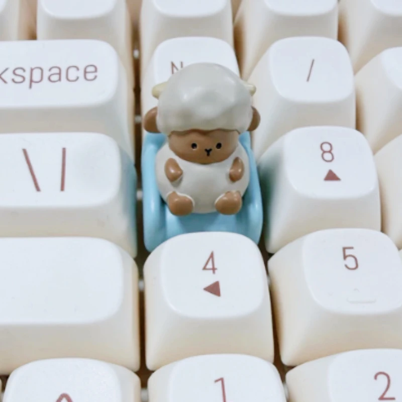 Cute Lamb Keycaps Customized Resin Coating Personality 25mm Height Keyboard Cap for Gaming Mechanical Keyboard Accessories Gifts