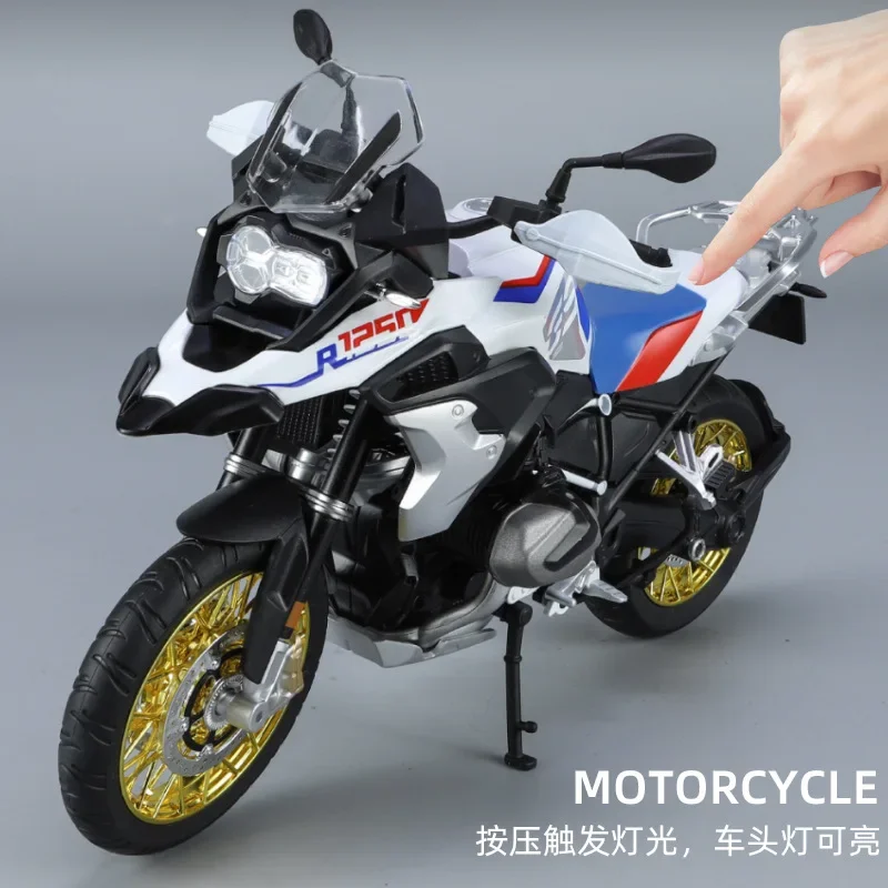 1:9 BMW R1250 GS Water Bird Motorcycle Simulation Alloy Model with Light Collection Model Toy Car