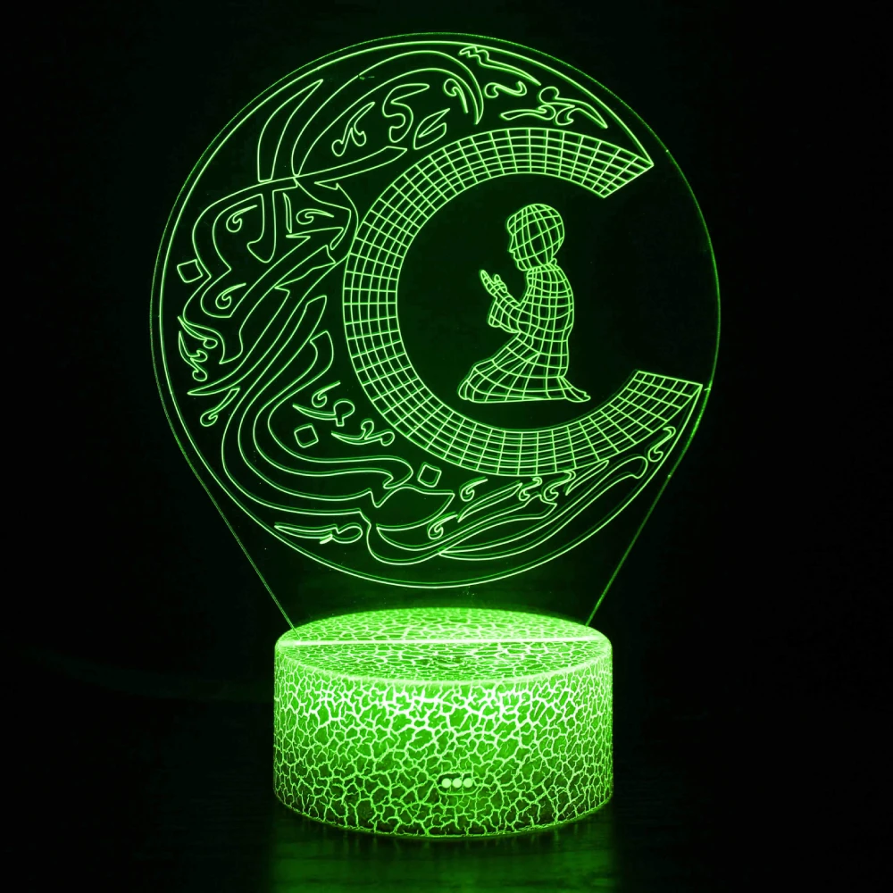 

Nighdn Muslim Prayer Night Light 7 Color Change 3D Illusion Lamp Ramadan Mubarak Decoration Islam Eid Ramadan Gift for Muslims