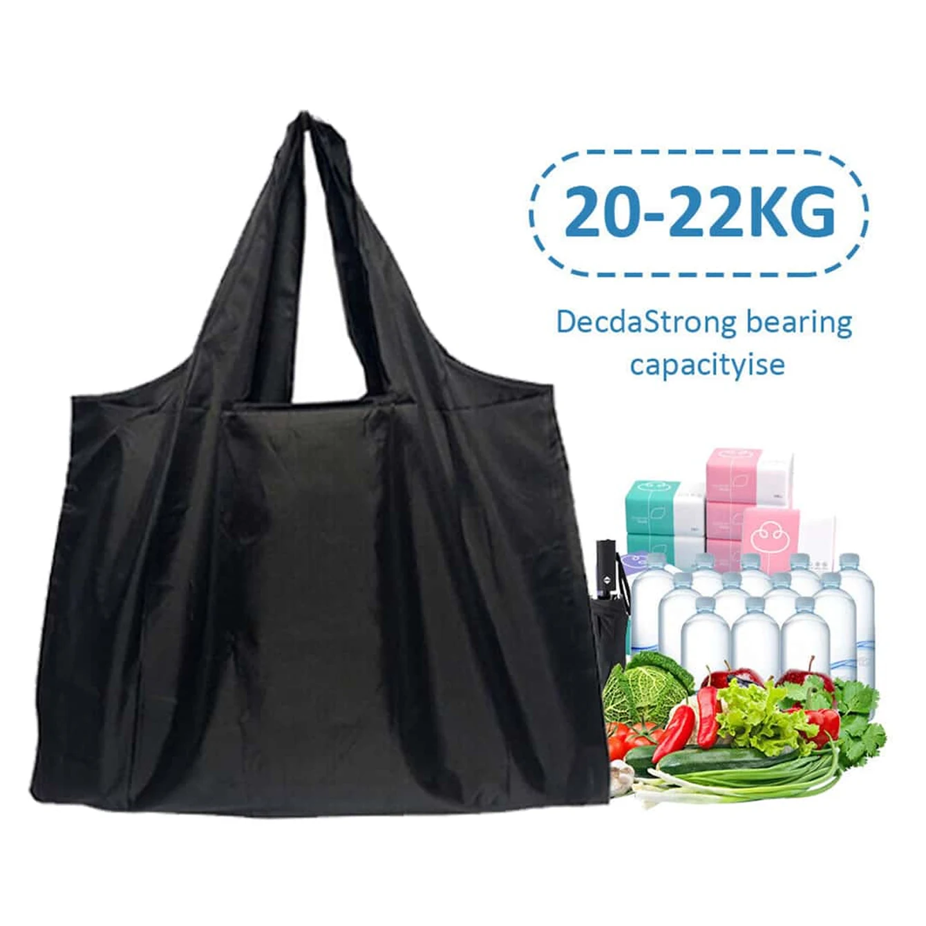 Custom Free Name Big Eco-Friendly Folding Shopping Bag Reusable Portable Shoulder Handbag for Travel Grocery Fashion Pocket Tote