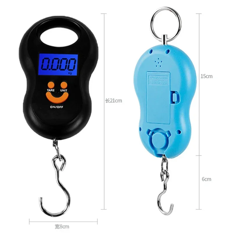 Portable 50Kg 10g Hanging Scale  Digital Scale BackLight Electronic  Fishing Weights Pocket Scale Luggage Scales Black