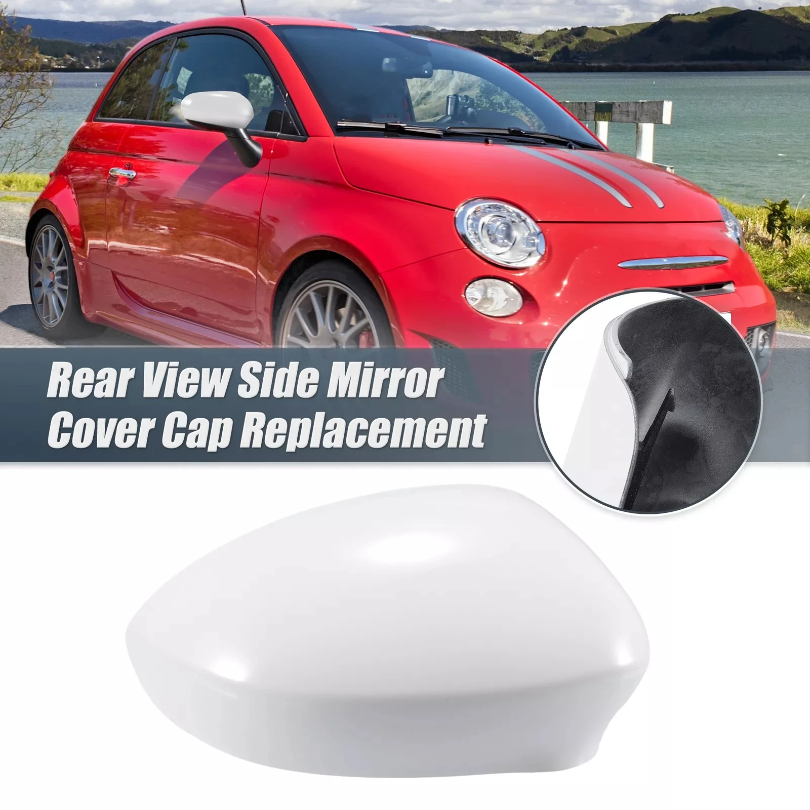 

For Fiat 500 500c GRANDE PUNTO 595 2007-2021 Left Right Car Side Wing Mirror Cover Caps Rearview Mirror Cover Shell Case Trim