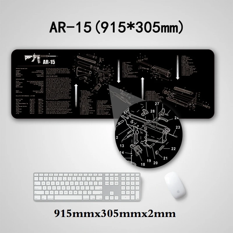 Gun Cleaning Mat With Parts Diagram And Instructions Armorers Bench Mat Mouse Pad Repair Build Tool For Glock M9 1911 AR15 AK47