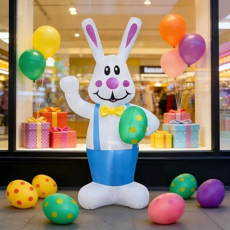 

1,8 м/6 футов счастливой Пасхой, надувные игрушки, кролик, декор для яиц, встроенная светодиодная модель, уличный сад, вечеринка, реквизит, орнамент