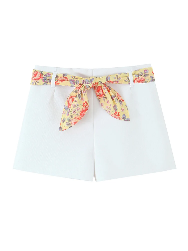 KUCLUT أزياء النساء مع حزام أبيض الجانب سستة ألف خط التنانير الصغيرة السراويل خمر عالية الخصر الإناث شيك سيدة السراويل