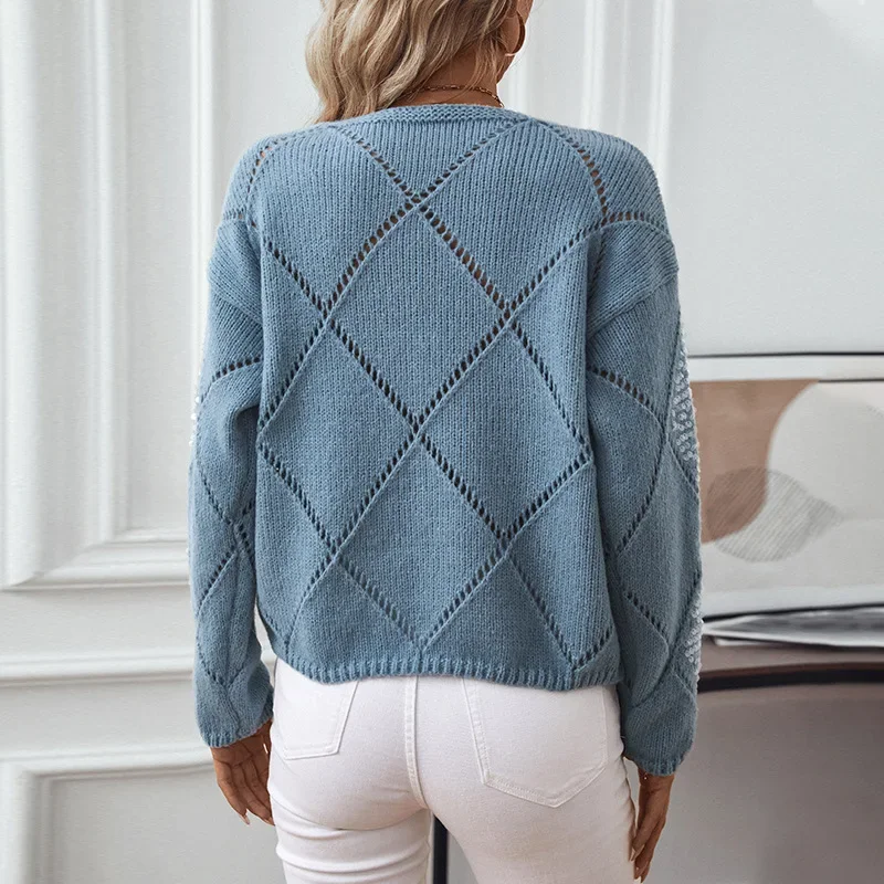 Damski sweter z cekinami 2025 sweter Kintted kurtka Streetwear długa, maksi wiosna jesień luźna zimowa ciepła bluza płaszcz swetry rozpinane — zdjęcie 2