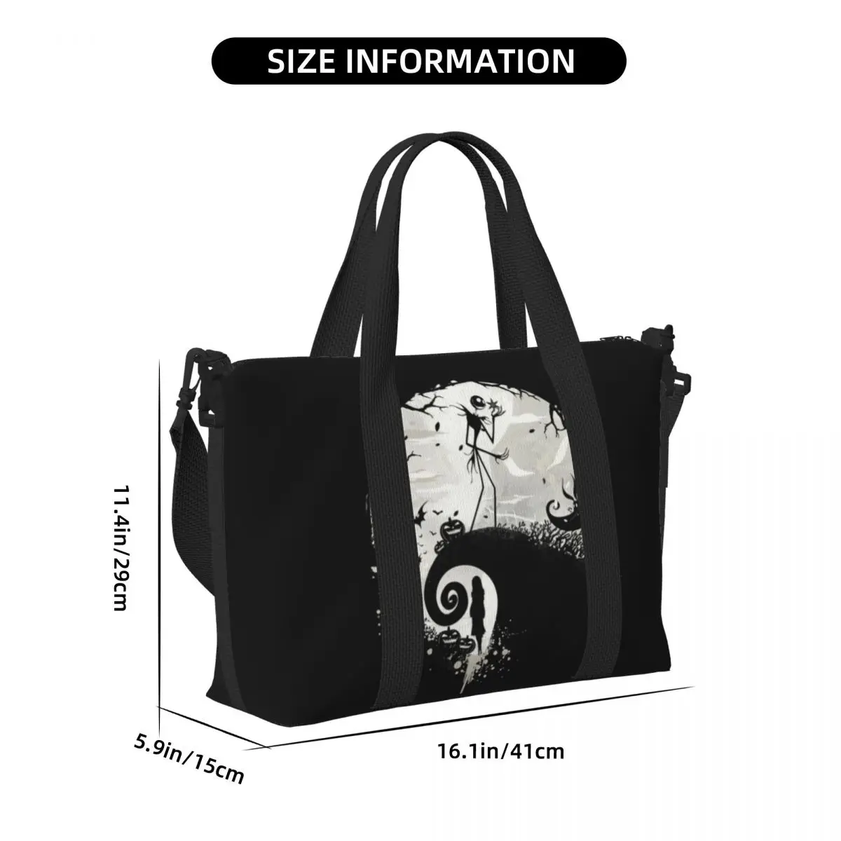 Bolso de mano personalizado de dibujos animados para mujer, bolsa de viaje de gran capacidad, Jack Skellington, The Nightmare Before Christmas,