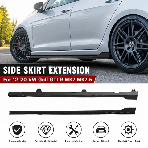 1 Pair Side Skirt Extension For 12-20 VW Golf GTI R MK7 MK7.5 4DR TCR Style Glossy Black Car Exterior Modification Accessories