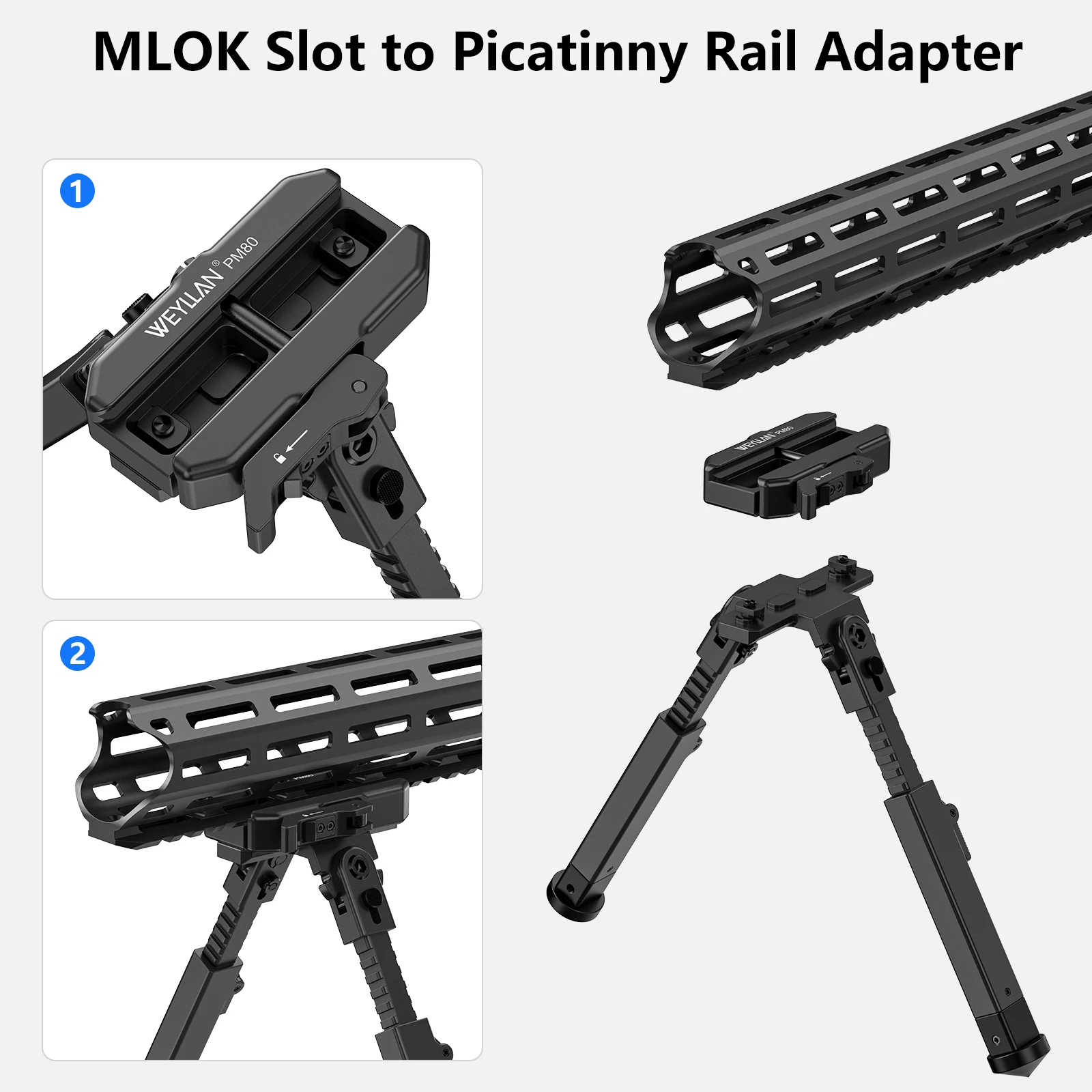 WEYLLAN PM80 Picatinny-zu-MLOK-Adapter mit Hebelmechanismus – Detail 4