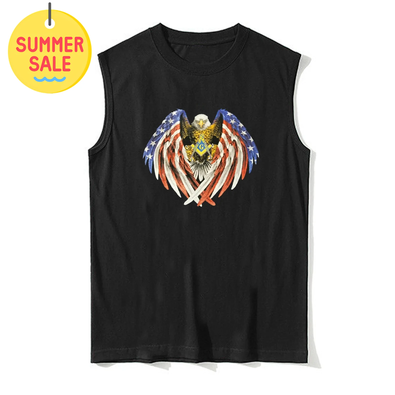

Символ масонского флага США, надпись лилого орлана, патриотические масонские жилеты, 100% хлопок, с круглым вырезом, повседневная мужская майка без рукавов