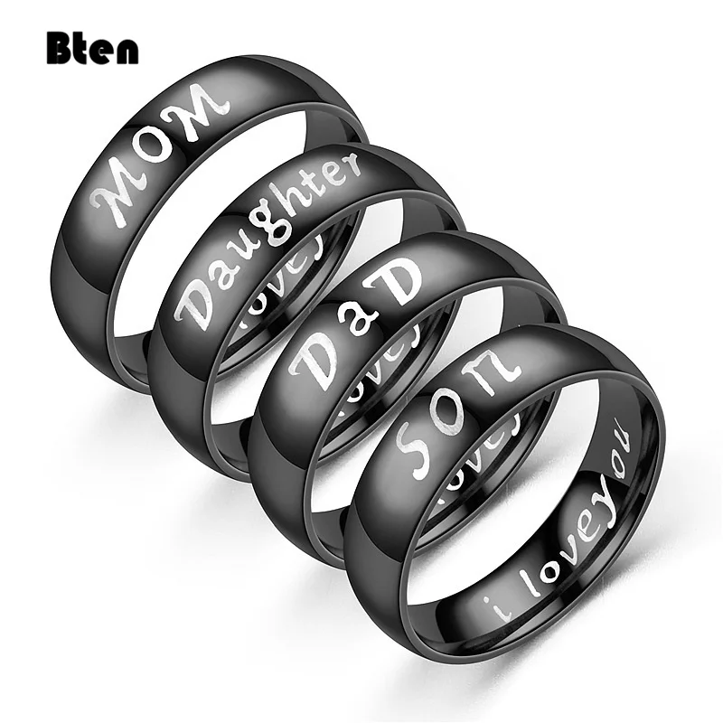 Bten New Arrive Stainless Steel DAD MOM Ring Engraved Love You Dad Mens Ring Jewelry Best Gift For Father Father's Day Present