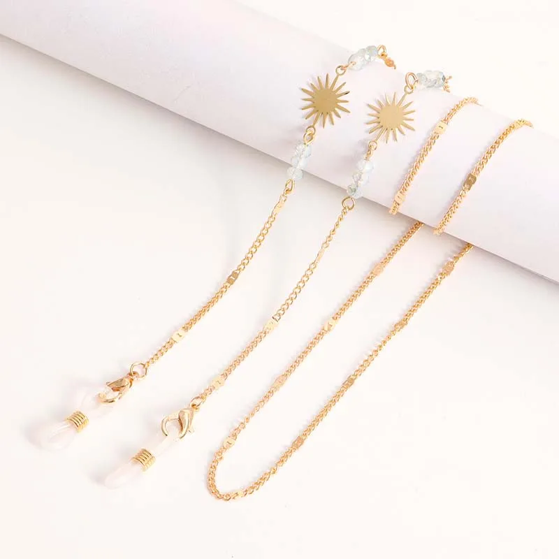 

Beautiful Pearl Sunflower Reading Glasses Chain Jewelry for Women Gift Fashion Colorful Crystal Zircon Charm Mask Holder Lanyard