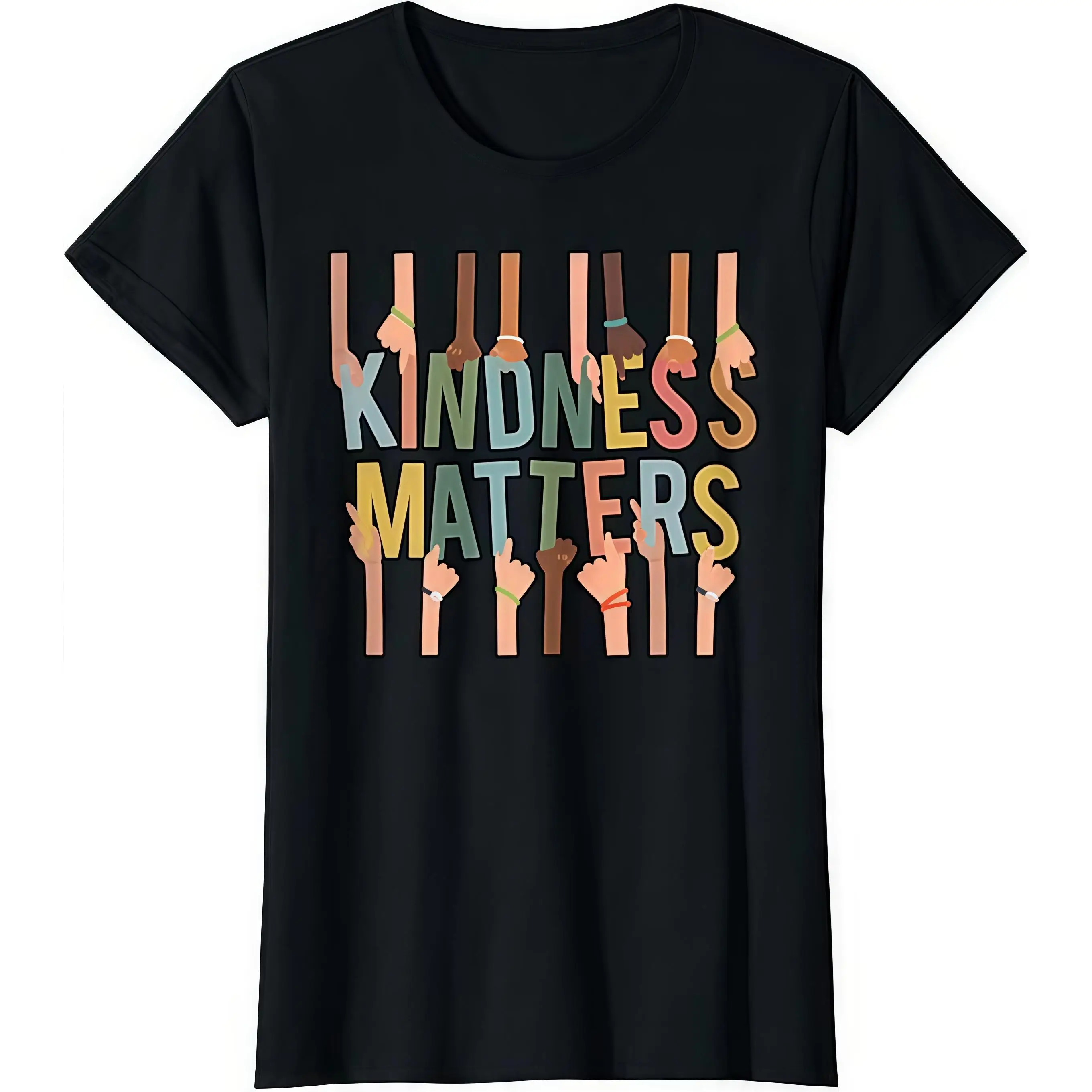 

"Kindness Matters T-Shirt. Women Men Diversity Graphic Tee. Inclusive Hands Print Top. Positive Slogan. Social Justice Gift."