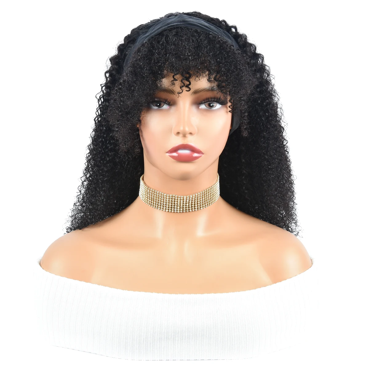 Kinky Curly Pixie Cut Human Hair Wigs For Women Natural Color Pixie Cut Wigs With Bangs Fringe Curly Full Machine Made Wigs