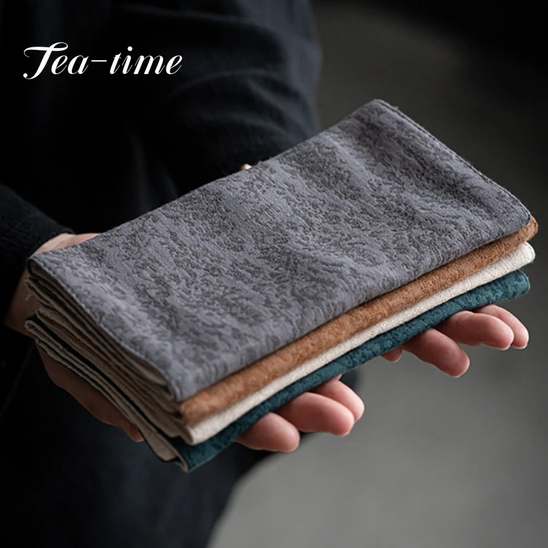 Water Absorption Tea Towel Tea Cloth Thickened Coffee Table Cloth Zen Teaware Towel Cotton Linen Rag Pad Tea Table Accessories