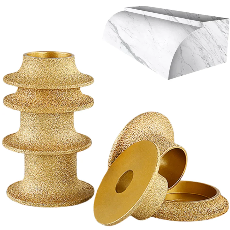 75mm Diamond French Edge Grinding Wheel Vacuum Brazed 50 Grit Stone Profiling Wheel for Marble Granite Quartz Countertop