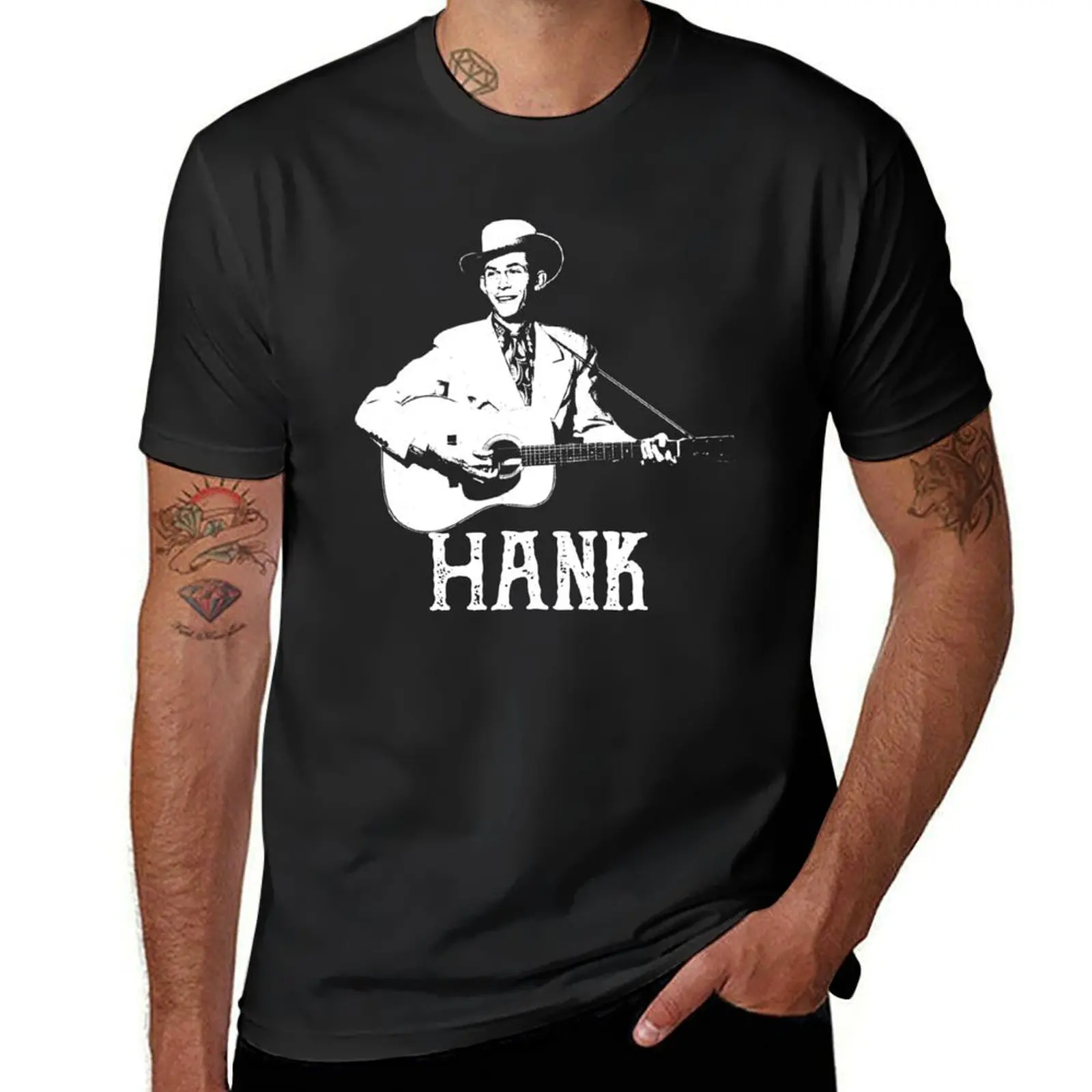 Hank - White Stencil T-Shirt new edition summer top mens t shirts pack