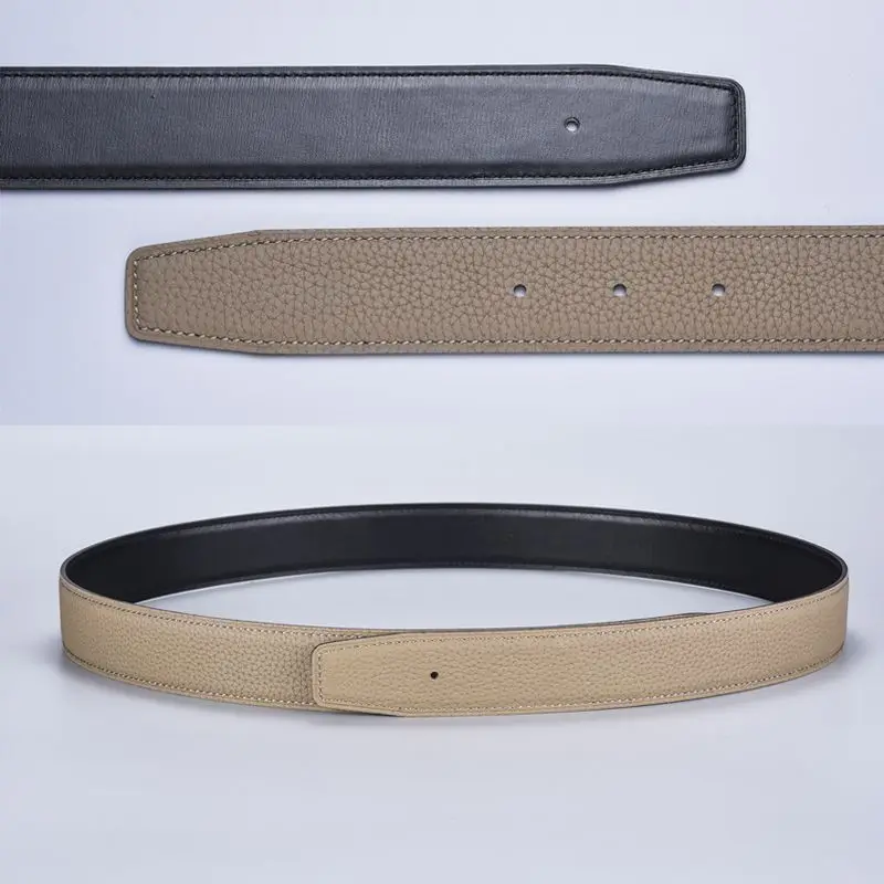 3.2CMHigh-end cowhide leather plate buckle perforated headless belt 3.8cm